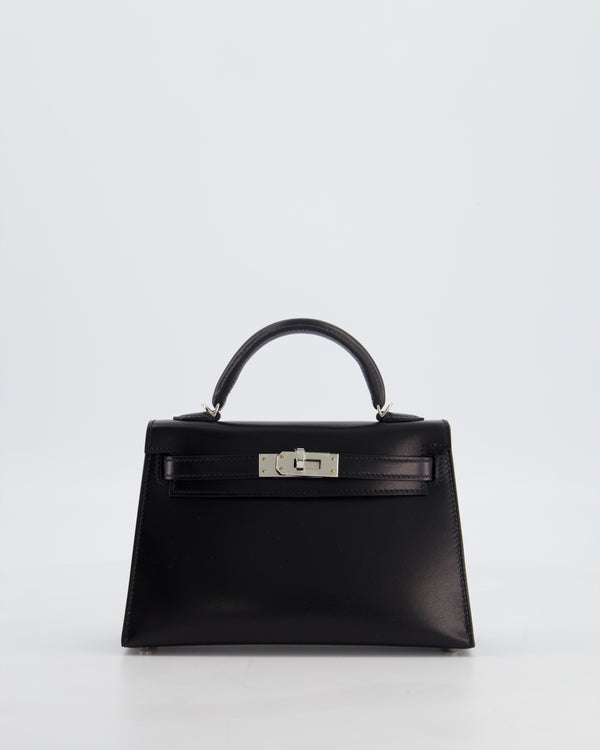 *SUPER RARE* Hermès Mini Kelly II 20 Bag in Noir Box Leather with Palladium Hardware