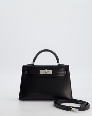 *SUPER RARE* Hermès Mini Kelly II 20 Bag in Noir Box Leather with Palladium Hardware