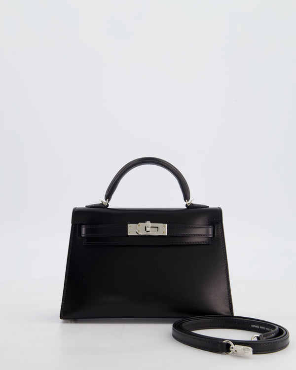 *SUPER RARE* Hermès Mini Kelly II 20 Bag in Noir Box Leather with Palladium Hardware