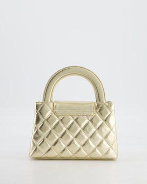 *HOT* Chanel Gold Small Mini Kelly Shopping Bag in Shiny Metallic Calfskin Leather with Metallic Gold Hardware