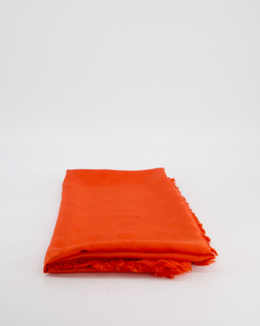 Louis Vuitton Classic Monogram Silk Fringe Scarf in Orange