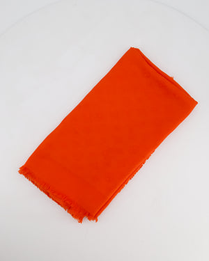 Louis Vuitton Classic Monogram Silk Fringe Scarf in Orange