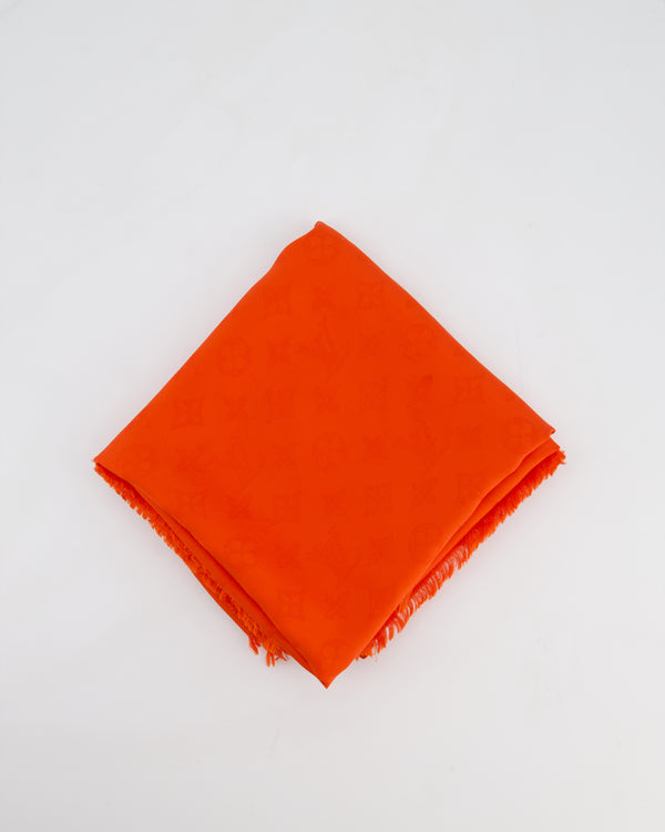 Louis Vuitton Classic Monogram Silk Fringe Scarf in Orange