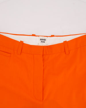 Hermes Bright Orange Tailored Trousers FR 38 Size UK 8