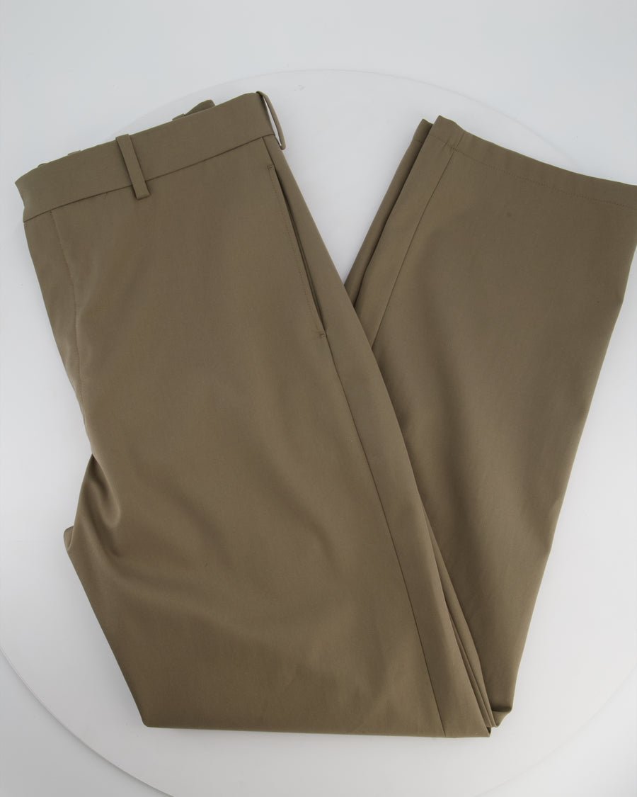 Loewe Khaki Wool Tapered Trousers with Back Pocket Size FR 42 (UK 14)