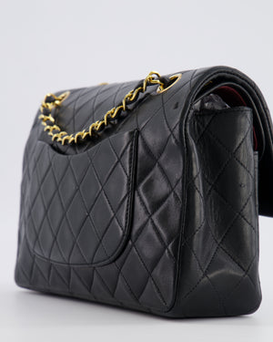 Chanel Black Vintage Classic Medium Double Flap Bag in Lambskin Leather with 24k Gold Hardware