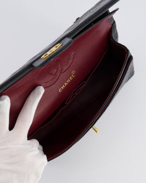 Chanel Black Vintage Classic Medium Double Flap Bag in Lambskin Leather with 24k Gold Hardware