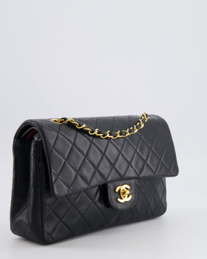Chanel Black Vintage Classic Medium Double Flap Bag in Lambskin Leather with 24k Gold Hardware