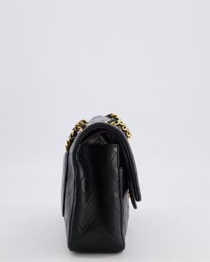 Chanel Black Vintage Classic Medium Double Flap Bag in Lambskin Leather with 24k Gold Hardware
