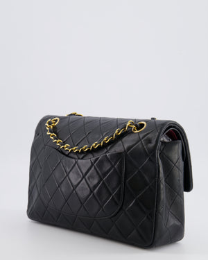 Chanel Black Vintage Classic Medium Double Flap Bag in Lambskin Leather with 24k Gold Hardware