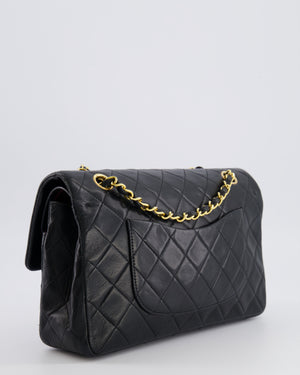 Chanel Black Vintage Classic Medium Double Flap Bag in Lambskin Leather with 24k Gold Hardware
