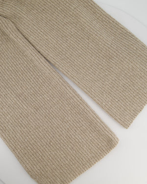 Loro Piana Beige Knitted Wide Leg Trousers with Tie Waist Size UK 8