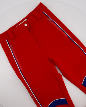 Christian Dior Red Ski Trousers with White Stripe and Logo Detail Size FR 36 (UK 8)