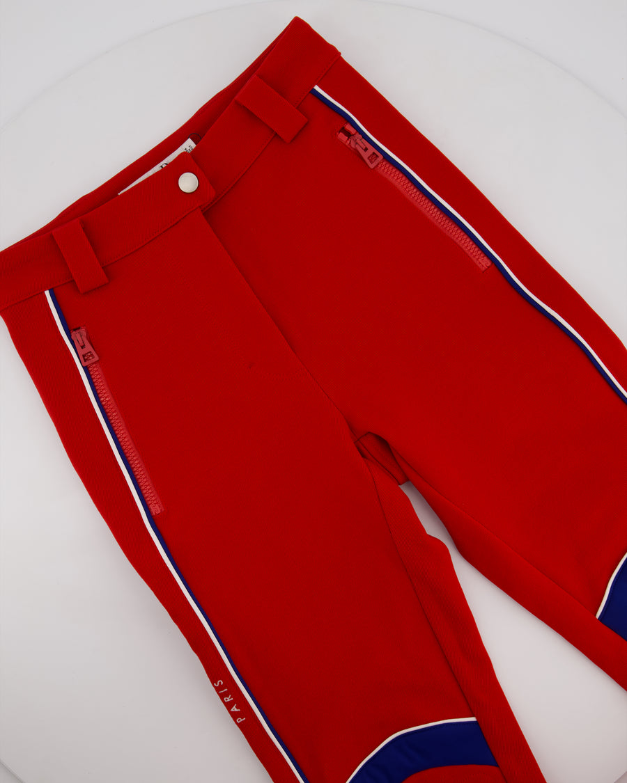 Christian Dior Red Ski Trousers with White Stripe and Logo Detail Size FR 36 (UK 8)