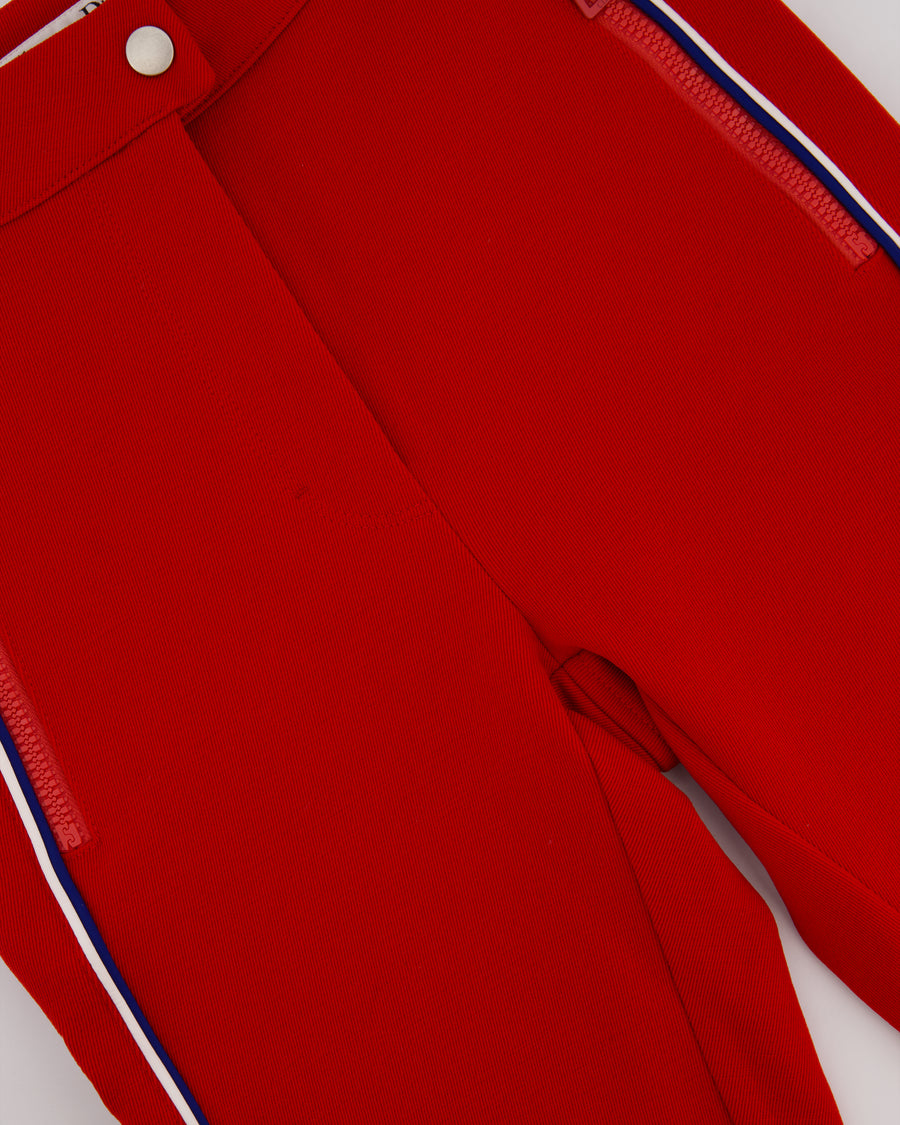 Christian Dior Red Ski Trousers with White Stripe and Logo Detail Size FR 36 (UK 8)