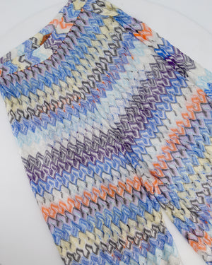 Missoni Blue, Orange, Yellow, and Black Chevron Trousers with Side Slit Size IT 40 (UK 8)