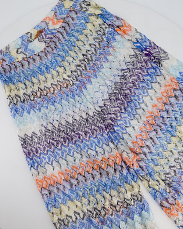 Missoni Blue, Orange, Yellow, and Black Chevron Trousers with Side Slit Size IT 40 (UK 8)