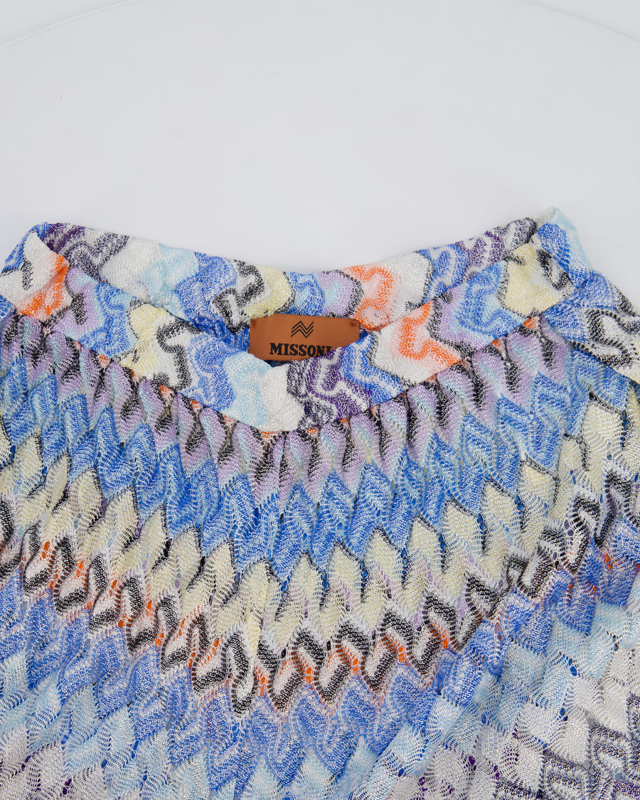 Missoni Blue, Orange, Yellow, and Black Chevron Trousers with Side Slit Size IT 40 (UK 8)