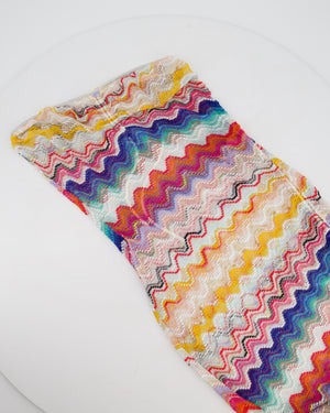 Missoni White Orange Yellow and Blue Zig Zag Beach Cover Dress with White Waist tie IT 40 Size UK 8