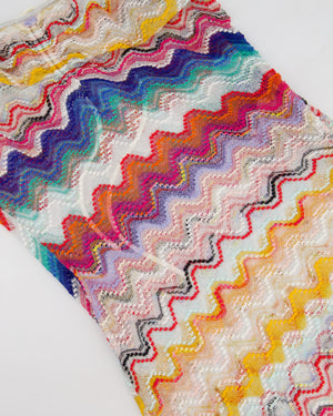 Missoni White Orange Yellow and Blue Zig Zag Beach Cover Dress with White Waist tie IT 40 Size UK 8