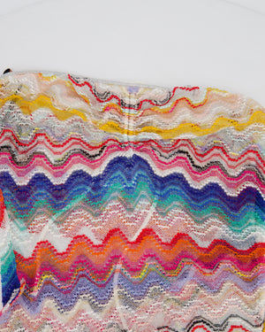 Missoni White Orange Yellow and Blue Zig Zag Beach Cover Dress with White Waist tie IT 40 Size UK 8