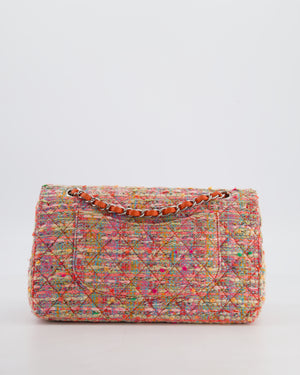 Chanel Classic Medium Double Flap Bag in Multi-Colour Tweed with Silver Hardware