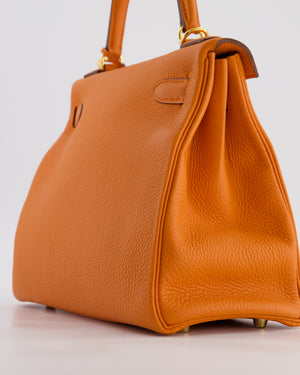 Hermès Kelly Bag 28cm Retourne in Orange Togo Leather with God Hardware