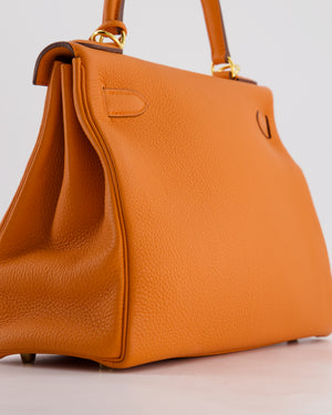 Hermès Kelly Bag 28cm Retourne in Orange Togo Leather with God Hardware