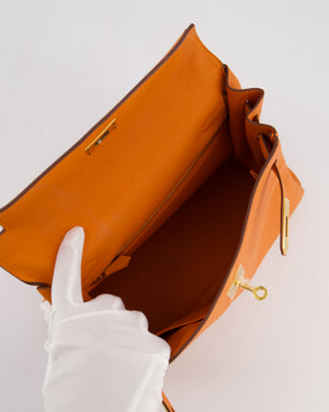 Hermès Kelly Bag 28cm Retourne in Orange Togo Leather with God Hardware