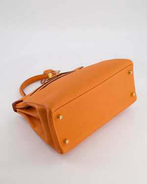 Hermès Kelly Bag 28cm Retourne in Orange Togo Leather with God Hardware