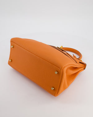 Hermès Kelly Bag 28cm Retourne in Orange Togo Leather with God Hardware