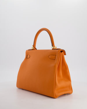 Hermès Kelly Bag 28cm Retourne in Orange Togo Leather with God Hardware