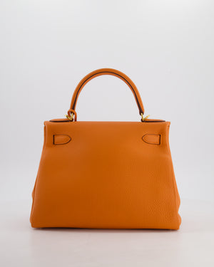 Hermès Kelly Bag 28cm Retourne in Orange Togo Leather with God Hardware