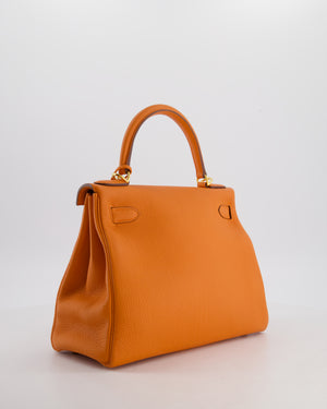 Hermès Kelly Bag 28cm Retourne in Orange Togo Leather with God Hardware