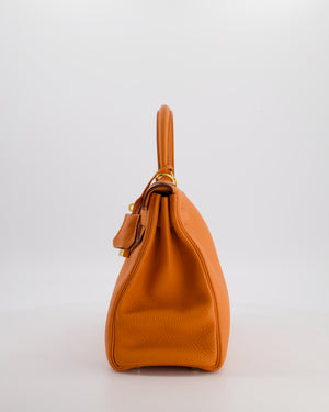 Hermès Kelly Bag 28cm Retourne in Orange Togo Leather with God Hardware