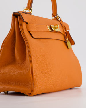 Hermès Kelly Bag 28cm Retourne in Orange Togo Leather with God Hardware