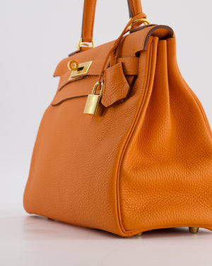 Hermès Kelly Bag 28cm Retourne in Orange Togo Leather with God Hardware