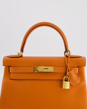 Hermès Kelly Bag 28cm Retourne in Orange Togo Leather with God Hardware
