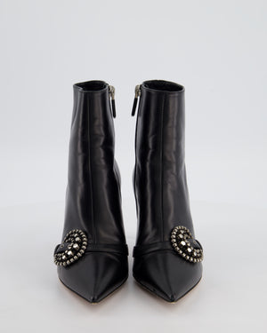 Christian Dior Black Leather Embellished Buckle Ankle Boots Size EU 36.5