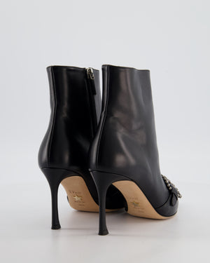 Christian Dior Black Leather Embellished Buckle Ankle Boots Size EU 36.5