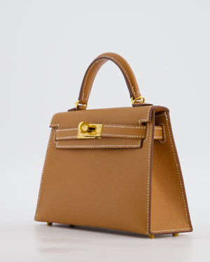 Hermès Mini Kelly II 20 Bag in Gold Epsom Leather with Gold Hardware