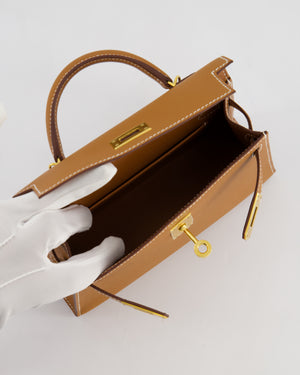 Hermès Mini Kelly II 20 Bag in Gold Epsom Leather with Gold Hardware