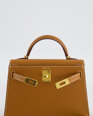 Hermès Mini Kelly II 20 Bag in Gold Epsom Leather with Gold Hardware