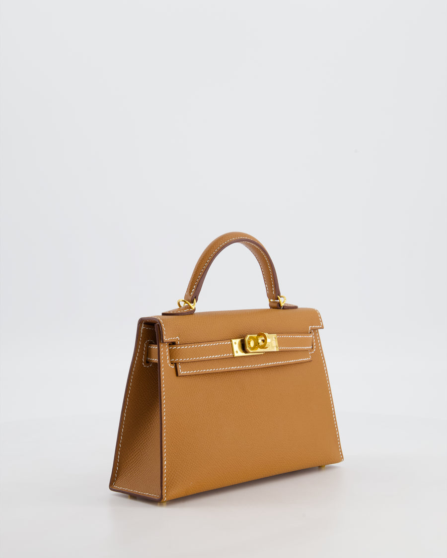 Hermès Mini Kelly II 20 Bag in Gold Epsom Leather with Gold Hardware