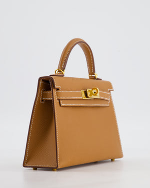 Hermès Mini Kelly II 20 Bag in Gold Epsom Leather with Gold Hardware