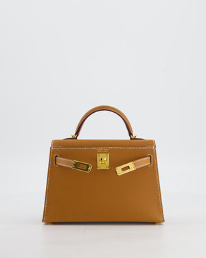 Hermès Mini Kelly II 20 Bag in Gold Epsom Leather with Gold Hardware