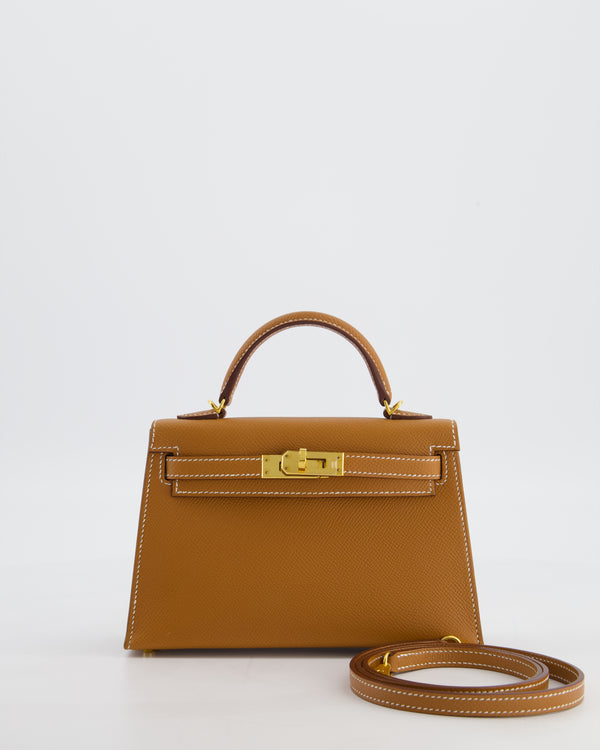Hermès Mini Kelly II 20 Bag in Gold Epsom Leather with Gold Hardware