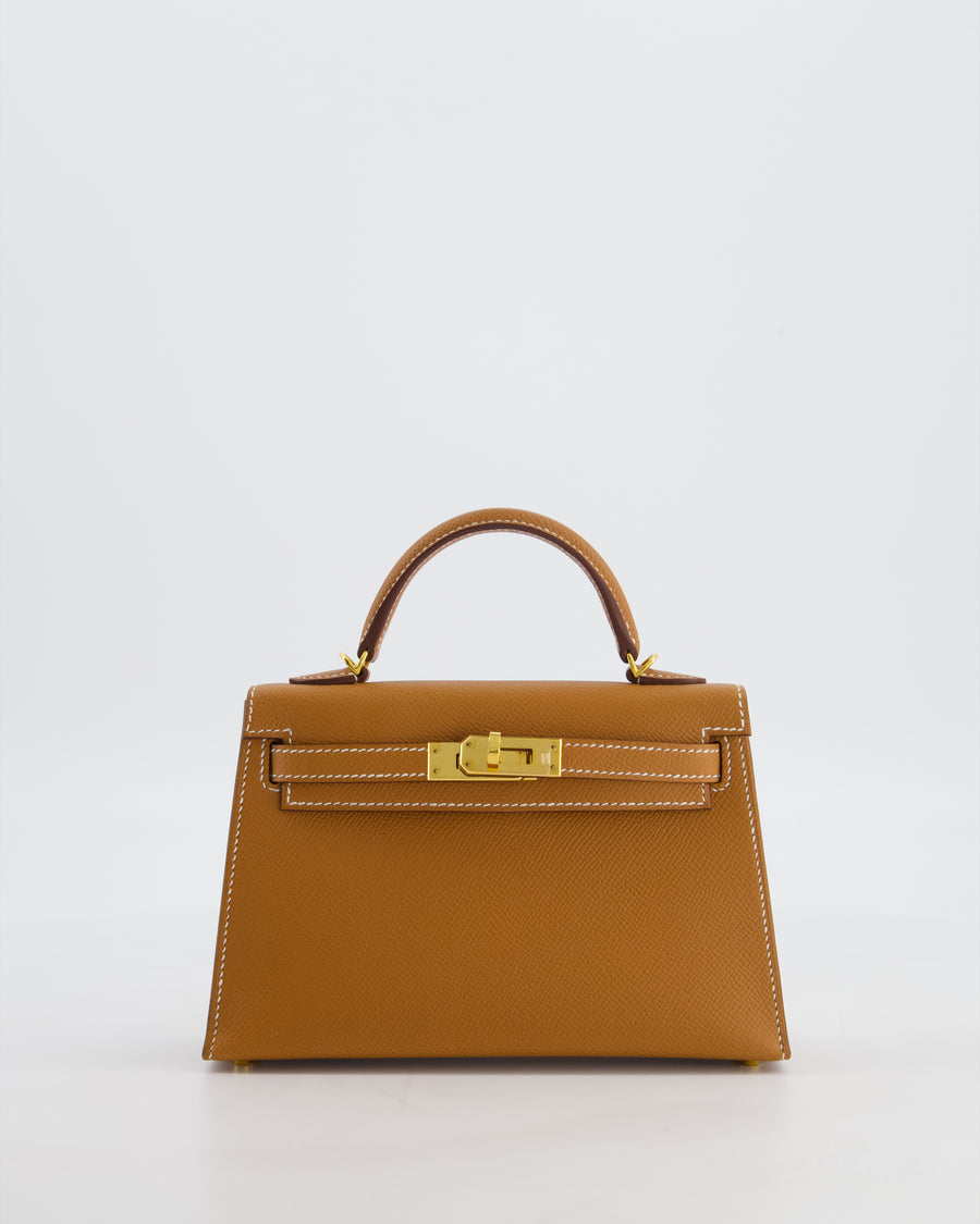 Hermès Mini Kelly II 20 Bag in Gold Epsom Leather with Gold Hardware