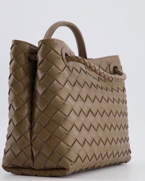 Bottega Veneta Small Andiamo Bag in Taupe Intrecciato Leather with Gold Hardware