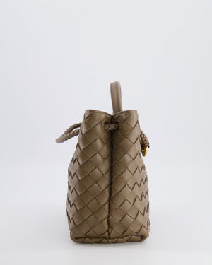 Bottega Veneta Small Andiamo Bag in Taupe Intrecciato Leather with Gold Hardware